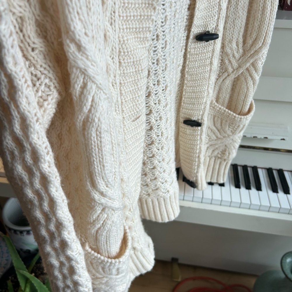 American Eagle Outfitters Cream Cable Knit Cardigan Sweater - Picture 5 of 14